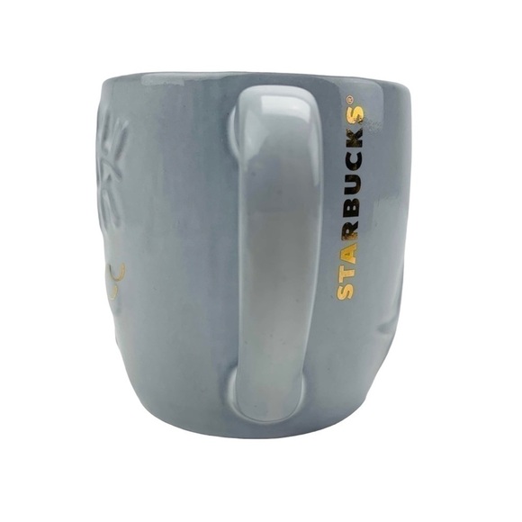 STARBUCKS Anniversary Siren Winking Face Mug 2016 11 Oz Grey Gold - Picture 4 of 6